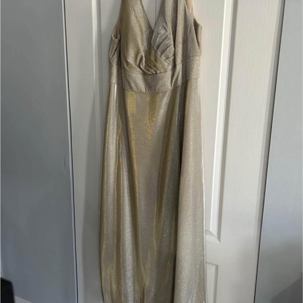 Oleg Cassini Shimmering Gold Maxi Dress